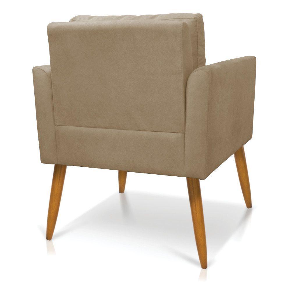 Poltrona Aline Suede Pés Palito Castanho - D'rossi Cor Marrom Rato - 5