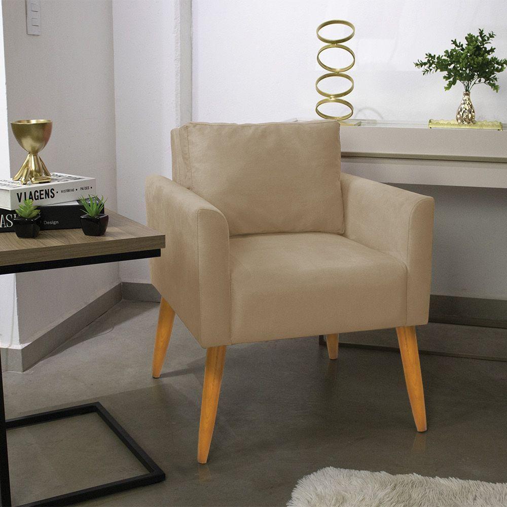 Poltrona Aline Suede Pés Palito Castanho - D'rossi Cor Marrom Rato - 10