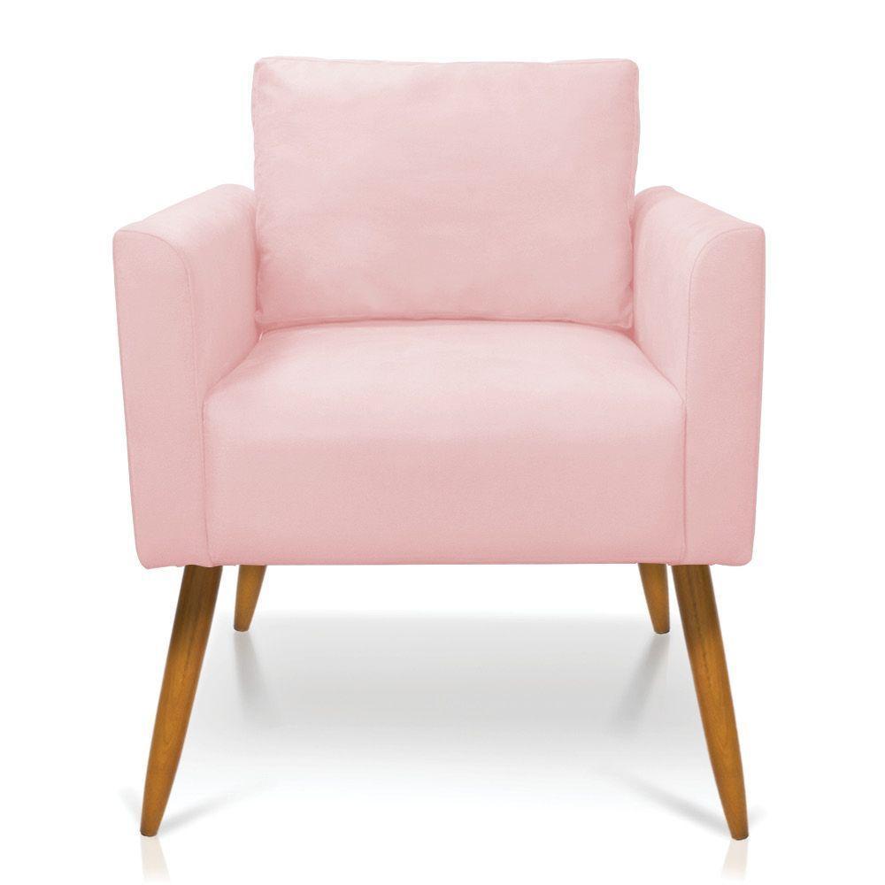 Poltrona Aline Suede Pés Palito Castanho - D'rossi Cor Rosa Bebê - 7