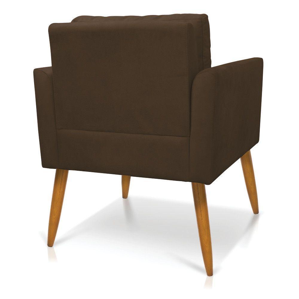 Poltrona Aline Suede Pés Palito Castanho - D'rossi Cor Marrom - 5