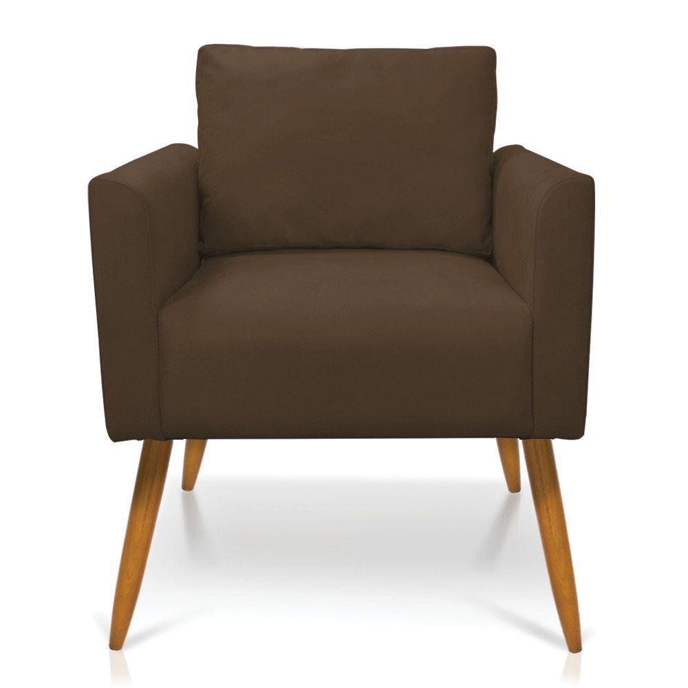 Poltrona Aline Suede Pés Palito Castanho - D'rossi Cor Marrom - 7