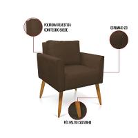 Poltrona Aline Suede Pés Palito Castanho - D'rossi Cor Marrom