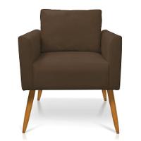 Poltrona Aline Suede Pés Palito Castanho - D'rossi Cor Marrom - 7