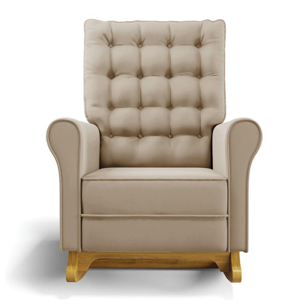 Poltrona De Amamentação Com Balanço E Puff Manu Veludo Marrom Tb302 Base De Madeira - D'rossi - 7