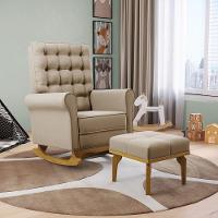 Poltrona De Amamentação Com Balanço E Puff Manu Veludo Marrom Tb302 Base De Madeira - D'rossi - 8