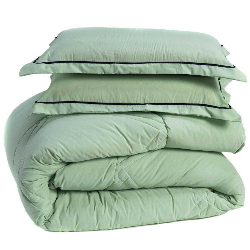 Kit Edredom Liso Milano Dupla Face Queen 03 Peças Cor Verde - 3