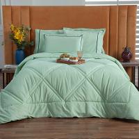 Kit Edredom Liso Milano Dupla Face Queen 03 Peças Cor Verde - 2
