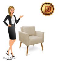 Poltrona Aline Suede Pés Palito Castanho - D'rossi Cor Bege - 3