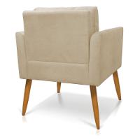 Poltrona Aline Suede Pés Palito Castanho - D'rossi Cor Bege - 5