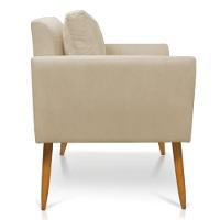 Poltrona Aline Suede Pés Palito Castanho - D'rossi Cor Bege - 6