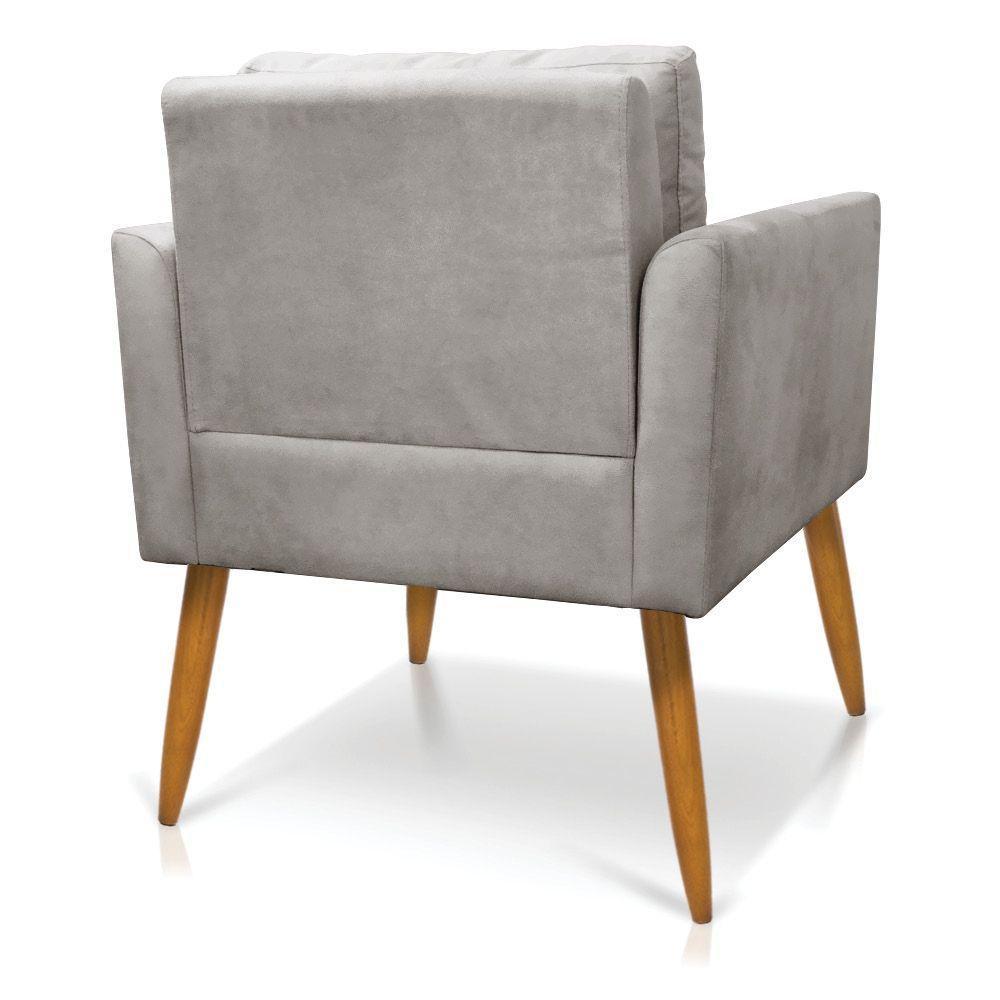 Poltrona Aline Veludo Pés Palito Castanho - D'rossi Cor Cinza - 5