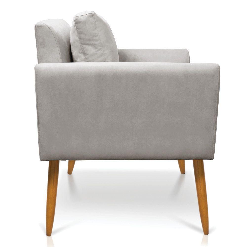 Poltrona Aline Veludo Pés Palito Castanho - D'rossi Cor Cinza - 6