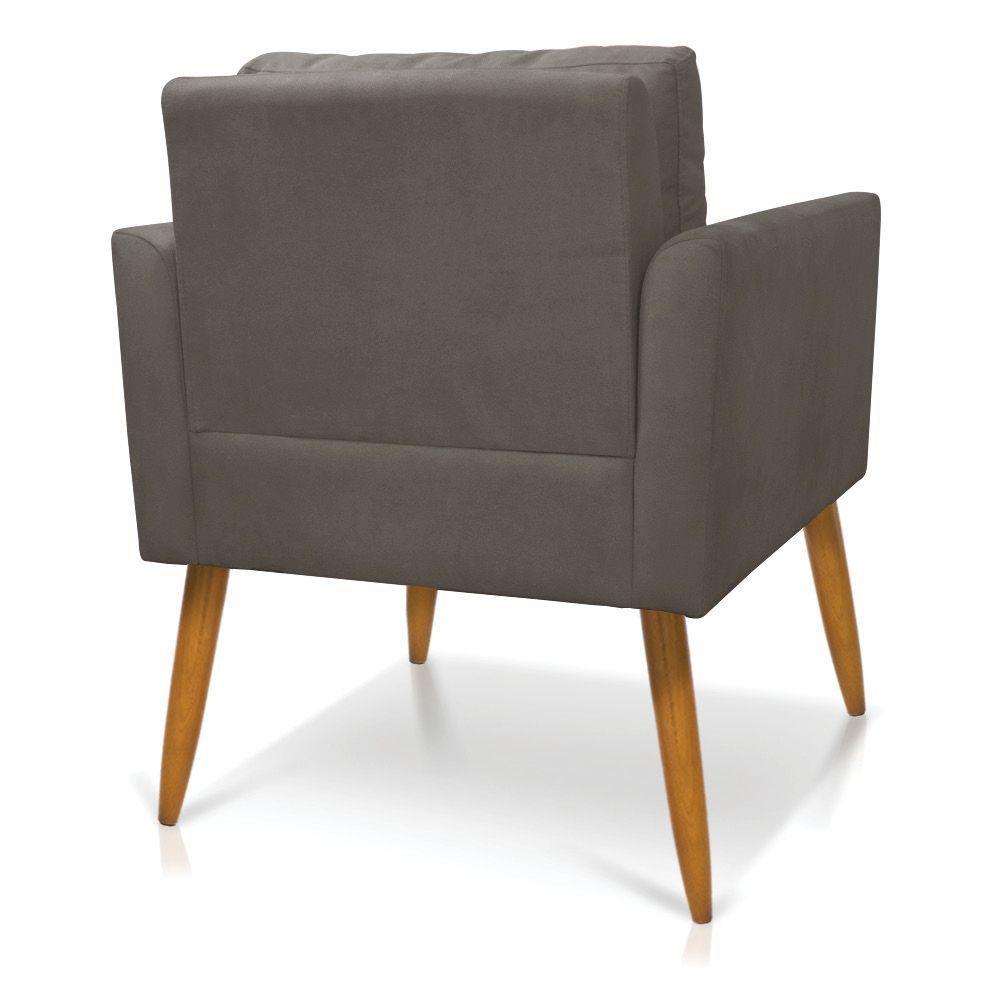 Poltrona Aline Suede Pés Palito Castanho - D'rossi Cor Grafite - 5