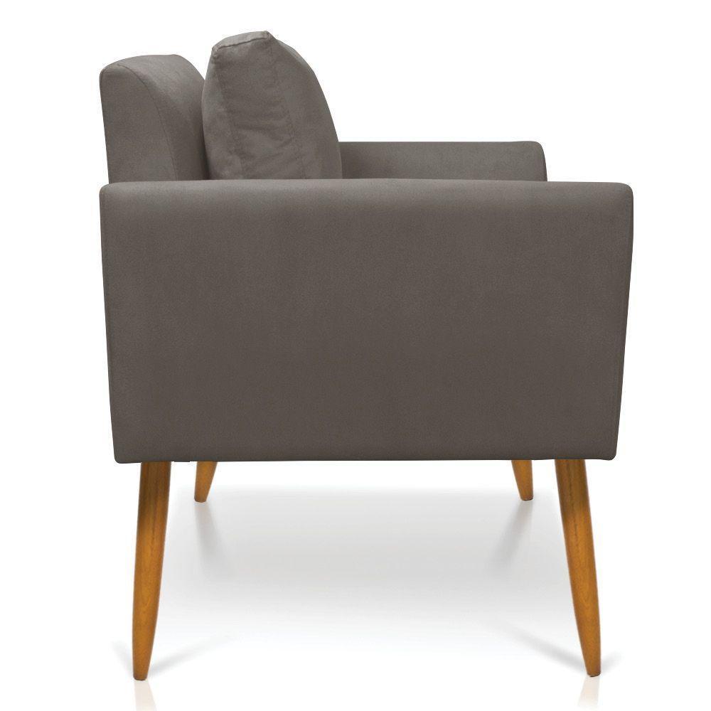 Poltrona Aline Suede Pés Palito Castanho - D'rossi Cor Grafite - 6