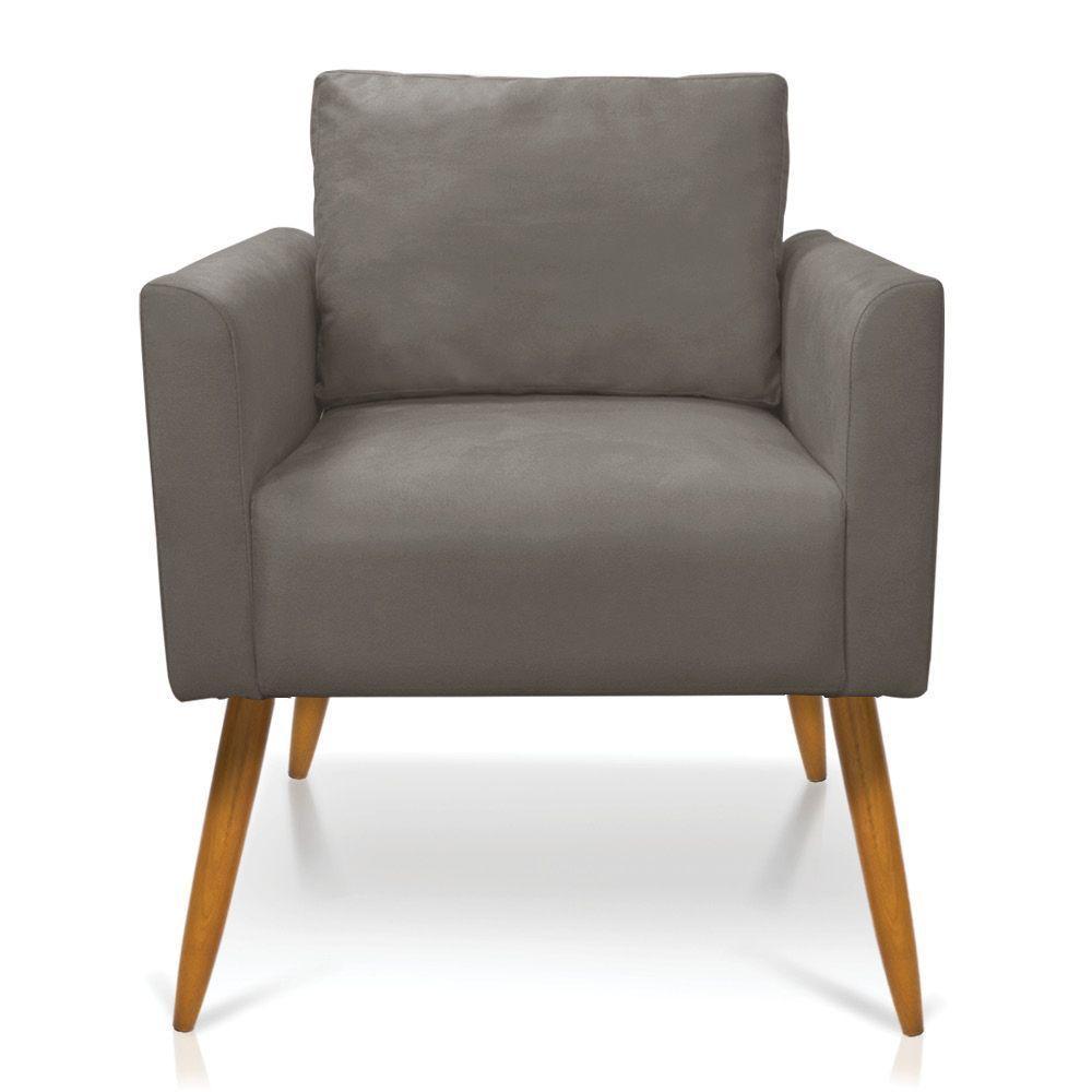 Poltrona Aline Suede Pés Palito Castanho - D'rossi Cor Grafite - 7