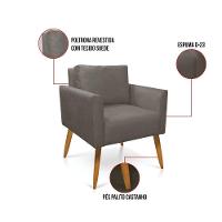 Poltrona Aline Suede Pés Palito Castanho - D'rossi Cor Grafite