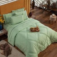 Kit Edredom Liso Milano Dupla Face Casal Padrão 03 Cor Verde - 5