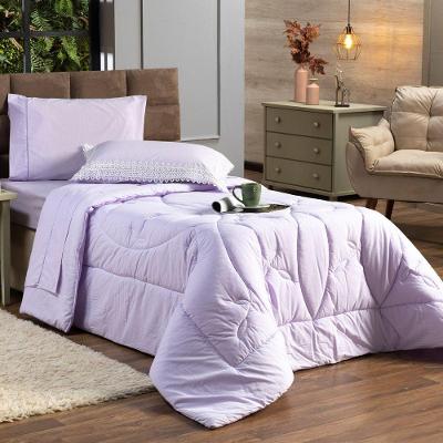Kit Edredom Liso Solteiro 02pçs Percal 200 Fios Lilás