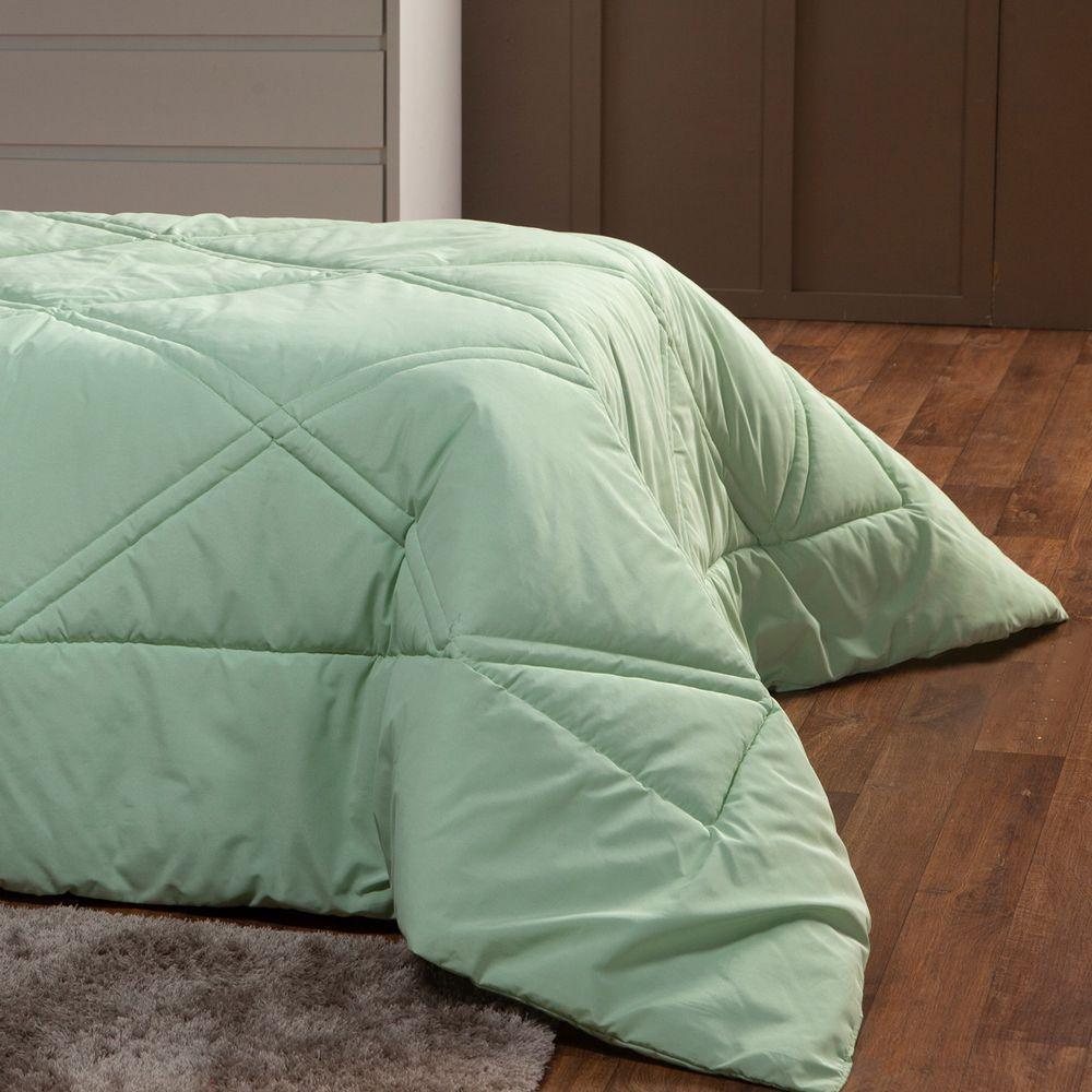 Kit Edredom Liso Milano Dupla Face Solteiro 02 Cor Verde - 3