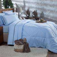 Kit Edredom Liso Milano Dupla Face Casal Padrão 03 Cor Azul - 3