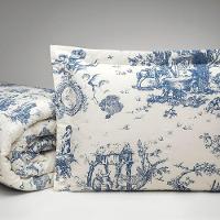 Kit Edredom Casal Queen Nobreza Com Lençol 07 Peças Percal 180 Fios Estampado - Palha Com Azul - 5