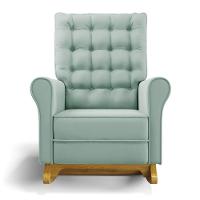 Poltrona De Amamentação Com Balanço E Puff Manu Veludo Base De Madeira - D'rossi Cor Verde Turquesa - 7