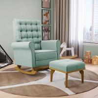 Poltrona De Amamentação Com Balanço E Puff Manu Veludo Base De Madeira - D'rossi Cor Verde Turquesa - 8