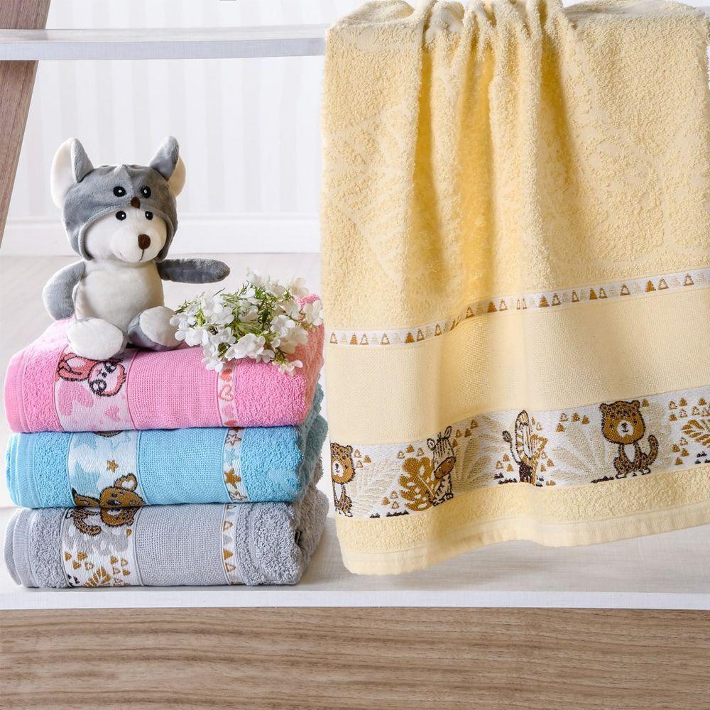 Kit Toalha De Banho E Rosto Infantil Com Barra Ponto Cruz - 1