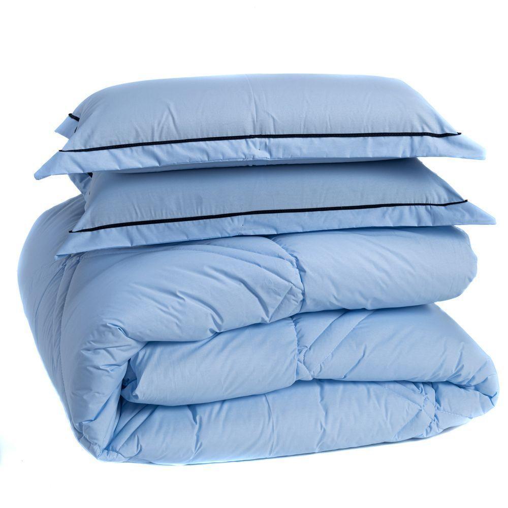 Kit Edredom Liso Milano Dupla Face King 03 Peças Cor Azul - 4