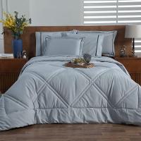 Kit Edredom Liso Milano Dupla Face Queen 03 Peças Cor Cinza - 3