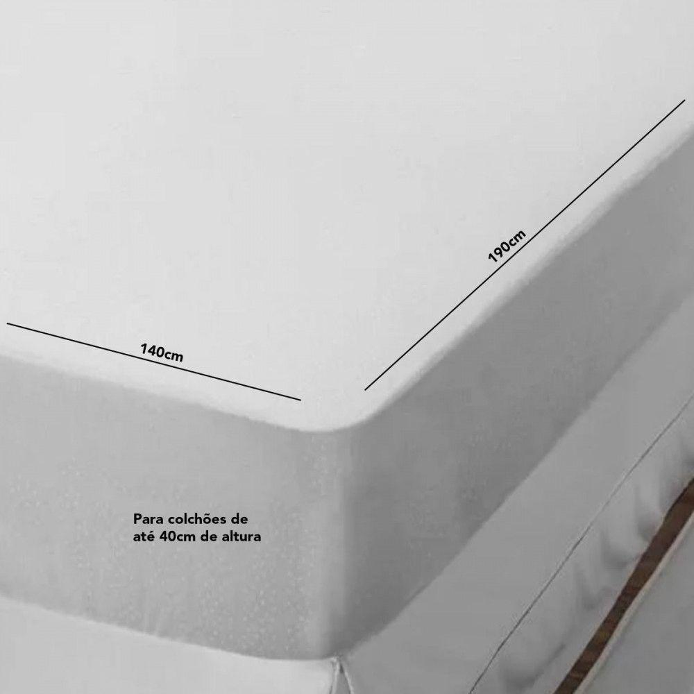 Protetor De Colchão Impermeável Casal Silencioso Lençol 140x190 Cm Fibrasca Branco - 3