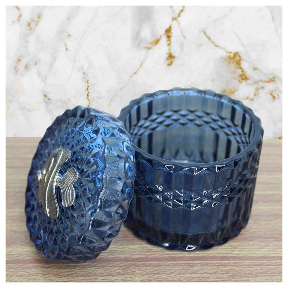 Porta Algodão E Cotonete Vidro Com Detalhe De Metal 9,5cm - 4