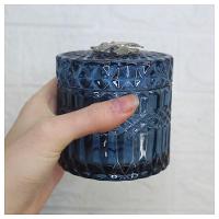 Porta Algodão E Cotonete Vidro Com Detalhe De Metal 9,5cm - 3