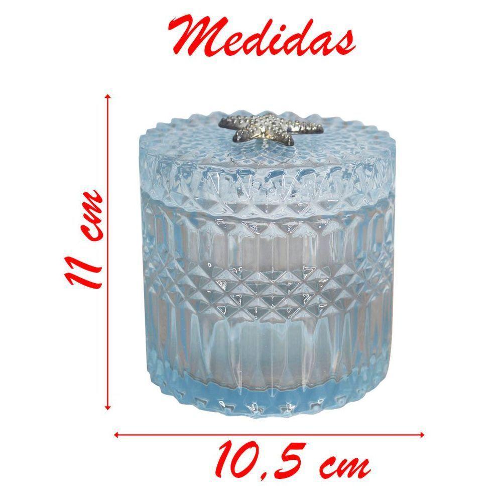 Porta Algodão E Cotonete Azul Vidro 11cm - 4