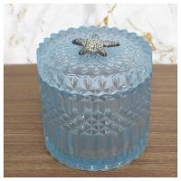 Porta Algodão E Cotonete Azul Vidro 11cm - 1