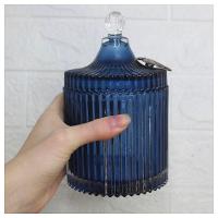 Porta Algodão E Cotonete Vidro Com Detalhe De Metal 17cm - 2