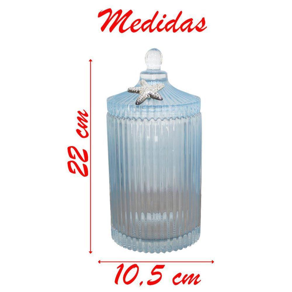 Porta Algodão E Cotonete Azul Vidro 22cm - 4