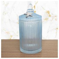 Porta Algodão E Cotonete Azul Vidro 22cm - 1