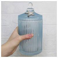 Porta Algodão E Cotonete Azul Vidro 22cm - 2