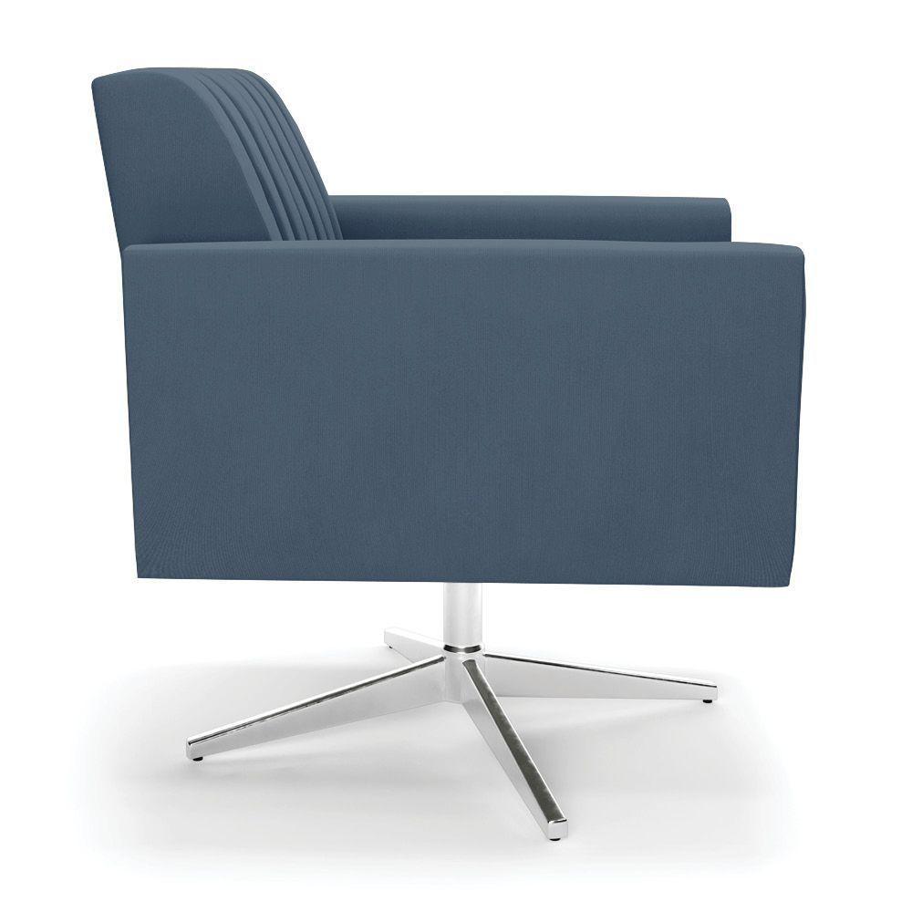 Poltrona Giratória Viena Gomada Suede Base Cromada - D'rossi Cor Azul Marinho - 5