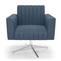 Poltrona Giratória Viena Gomada Suede Base Cromada - D'rossi Cor Azul Marinho - 6