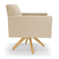 Poltrona Giratória Viena Gomada Corino Bege Base De Madeira Ma30 - D'rossi - 5