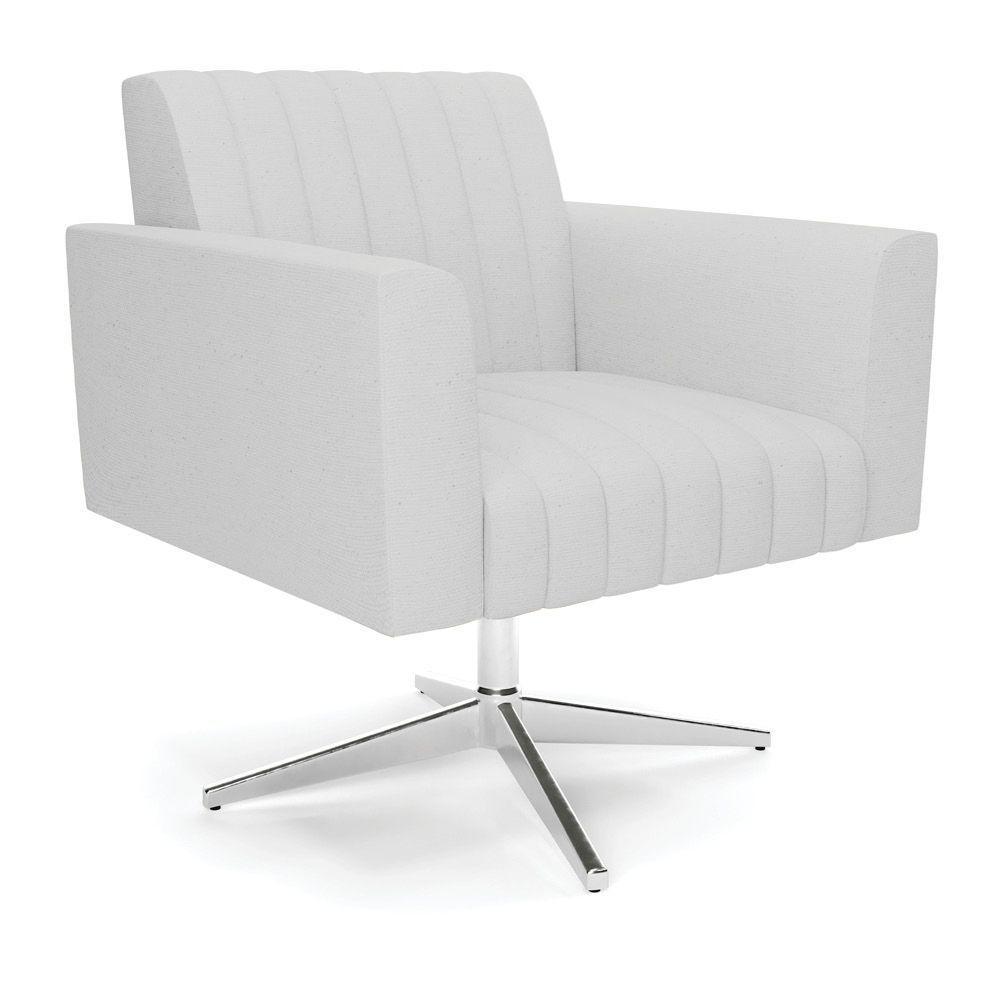 Poltrona Giratória Viena Gomada Linho Base Cromada - D'rossi Cor A05 Cinza - 1