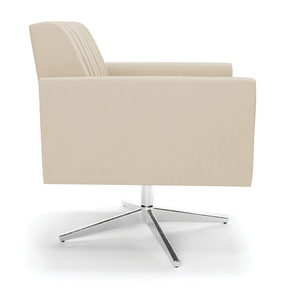 Poltrona Giratória Viena Gomada Suede Base Cromada - D'rossi Cor Bege - 5