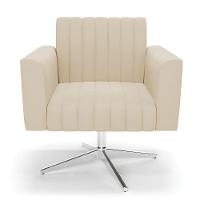 Poltrona Giratória Viena Gomada Suede Base Cromada - D'rossi Cor Bege - 6