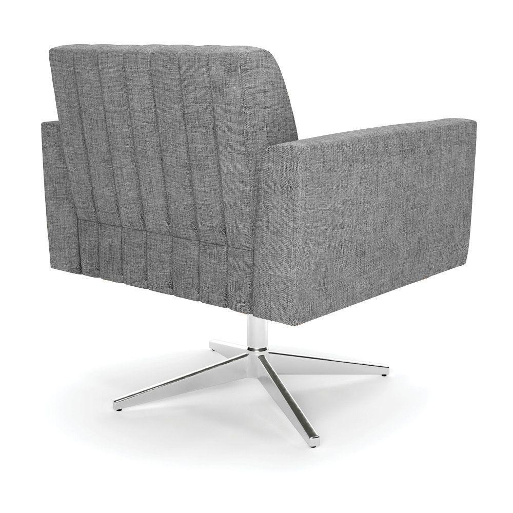 Poltrona Giratória Viena Gomada Linho Base Cromada - D'rossi Cor A26 Grafite - 4