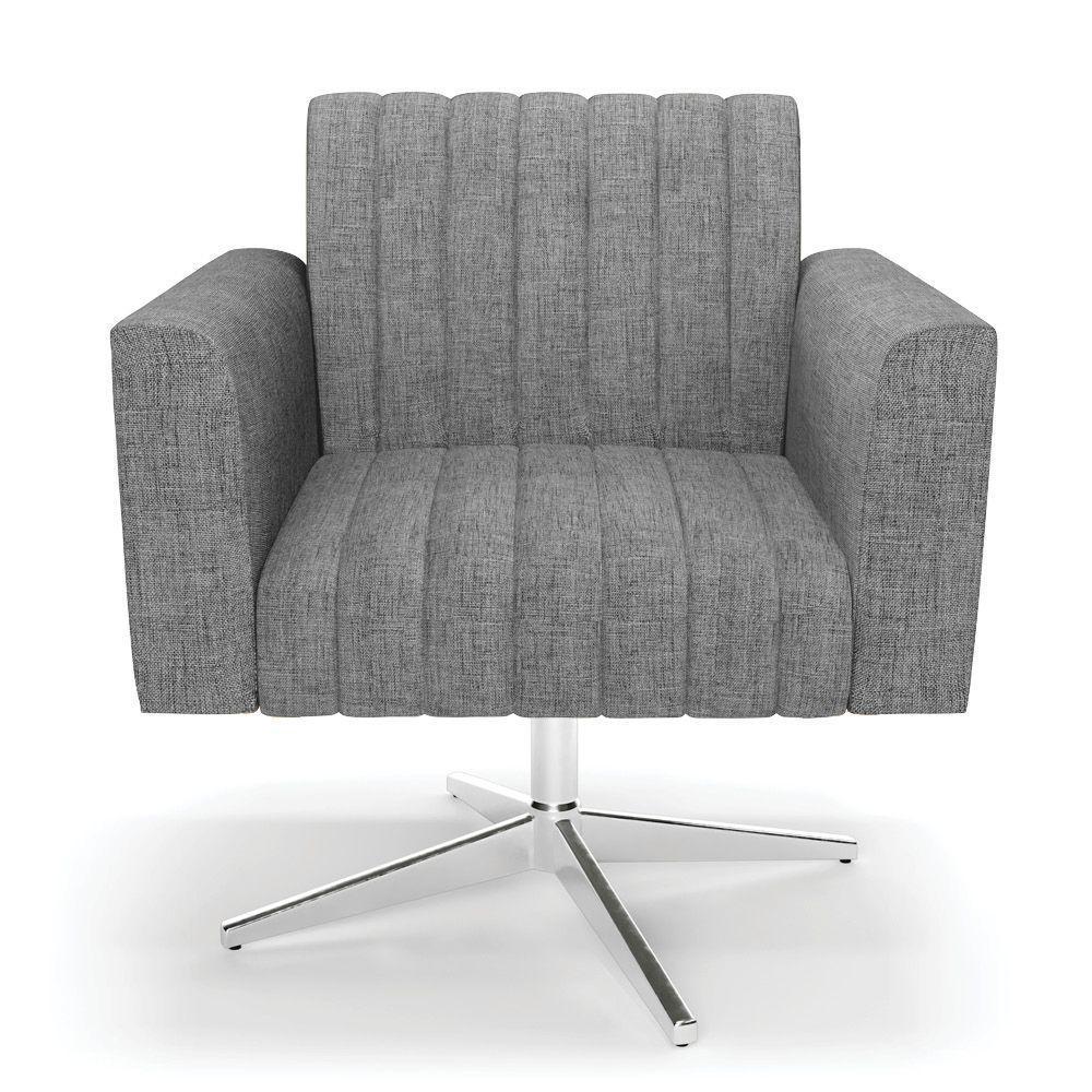 Poltrona Giratória Viena Gomada Linho Base Cromada - D'rossi Cor A26 Grafite - 6