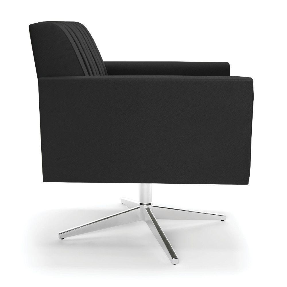 Poltrona Giratória Viena Gomada Corino Preto Base Cromada - D'rossi - 5