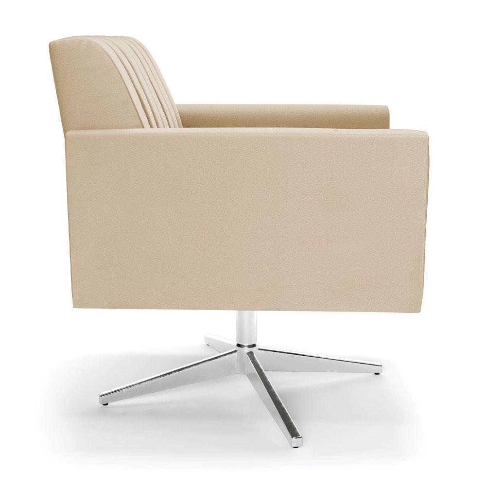 Poltrona Giratória Viena Gomada Corino Bege Base Cromada - D'rossi - 5