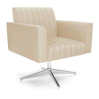 Poltrona Giratória Viena Gomada Corino Bege Base Cromada - D'rossi - 1